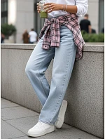 Dámske baggy fit voľné modré džínsy FashionStreet UY2925