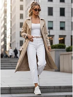 Dámsky dvojradový kabát s kapucňou FashionStreet camel TY5656