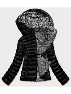 Čierna dvojvrstvová dámska prešívaná bunda (B9775-1)