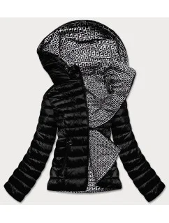 Čierna dvojvrstvová dámska prešívaná bunda (B9775-1)