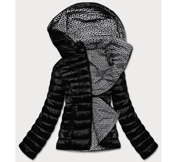 Čierna dvojvrstvová dámska prešívaná bunda (B9775-1)