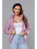 Růžová prošívaná dámská bunda s kapucí model 18038070 - S'WEST Růžová prošívaná dámská bunda s kapucí model 18038070 - S'WEST