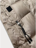 Zimowa pikowana kurtka plus size z kapturem beżowa model 21248319 - S'WEST