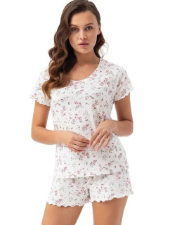 Dámske pyžamo Carina biele s rozetami