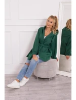 Zateplená bunda s vázáním v pase tmavě zelená