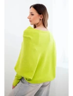 Dámsky asymetrický viskózový sveter bat pistáciová