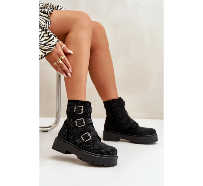 Ocieplane Botki Damskie Ze Zdobieniem Czarne Ciascia Ocieplane Botki Damskie Ze Zdobieniem Czarne Ciascia