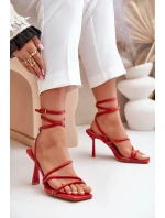 Stylové Sandály Na Podpatku S Pásky Červené model 21679427 - Boto