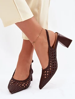 Dámské sandály na podpatku čokoládové Kedira