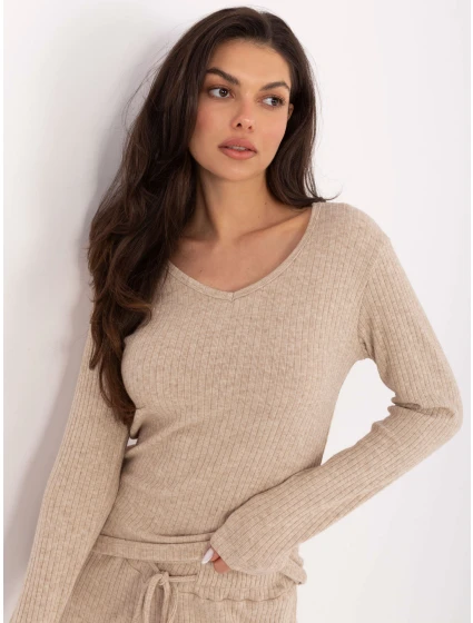 Sweter SM SW model 21771748 beżowy - FPrice Sweter SM SW model 21771748 beżowy - FPrice