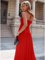 Červené letné maxi šaty s ramienkami