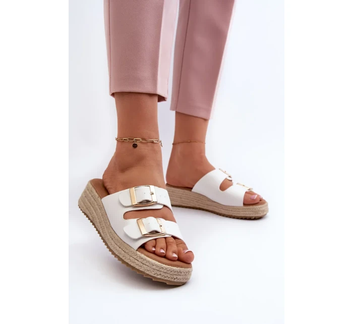 Dámske papuče s opletenou ekokožou, biele Zaloemi Dámske papuče s opletenou ekokožou, biele Zaloemi