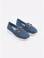 Módne modré dámske mokasíny bez podpätku Módne modré dámske mokasíny bez podpätku