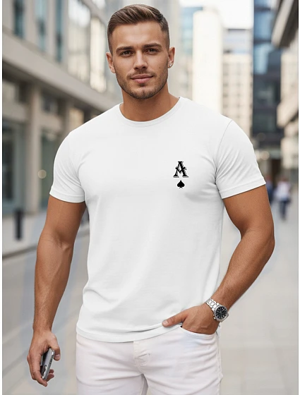 Tshirt męski bawełniany z nadrukiem AS biały model 22305542 - FashionStreet