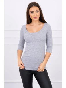 Blúzka s okrúhlym výstrihom sivá melanžová