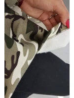 Mikina s dlhým chrbtom moro khaki+ecru