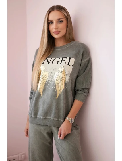 Bavlnený set Angel tepláky + nohavice khaki