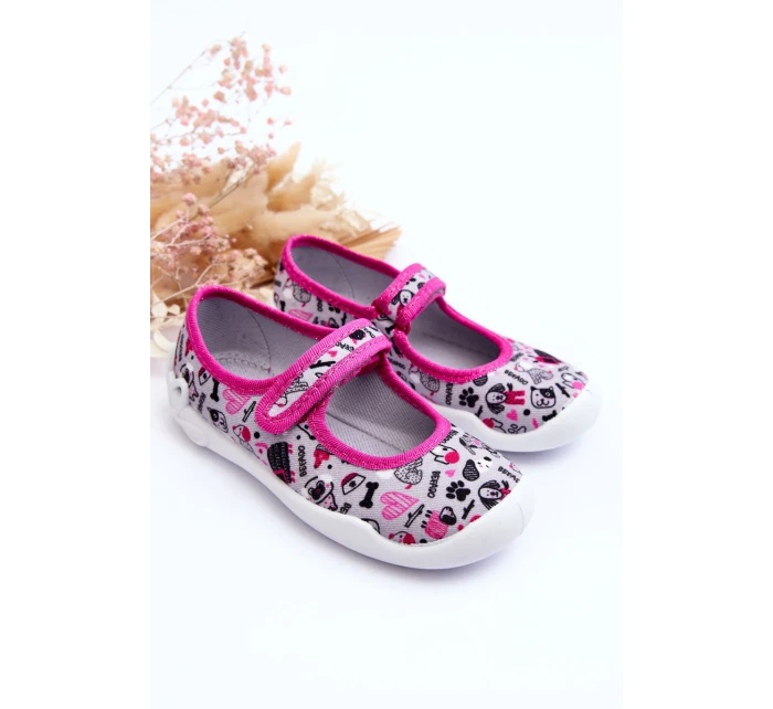 Dziecięce Papcie Baleriny Befado 114X521 Szaro-Różowe