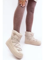 Damskie Śniegowce Na Platformie Z Wiązaniem Beżowe Fleure Damskie Śniegowce Na Platformie Z Wiązaniem Beżowe Fleure