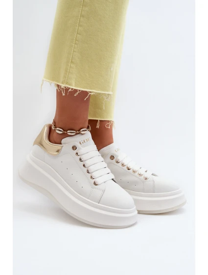 Dámské kožené tenisky model 21650209 Bílé - Goe Dámské kožené tenisky model 21650209 Bílé - Goe
