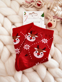 Dámske vianočné ponožky Shiny Reindeer Red