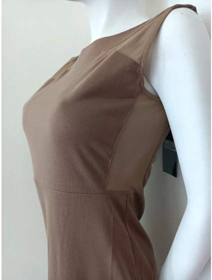 Dámske šaty bez rukávov 18417 hnedé - Koucla