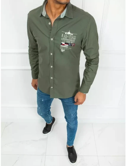 Pánska zelená košeľa FashionStreet DX2275 Pánska zelená košeľa FashionStreet DX2275