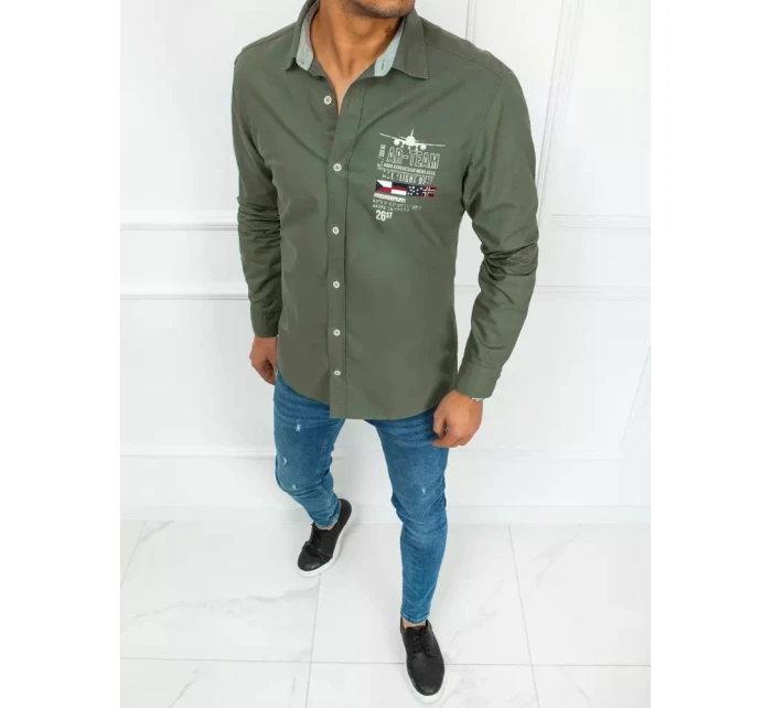 Pánska zelená košeľa FashionStreet DX2275 Pánska zelená košeľa FashionStreet DX2275