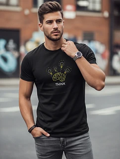 Tshirt męski z nadrukiem czarny model 22182513 - FashionStreet
