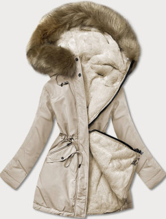 Teplá béžová obojstranná dámska zimná bunda (W610)