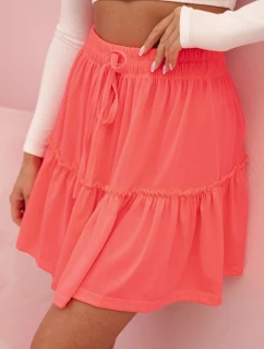 Dámska bavlnená sukňa s volánmi a elastickým pásom Pink Neon