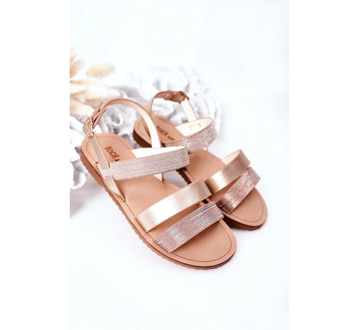 Dziecięce Błyszczące Sandały Różowe Złoto Natalie
