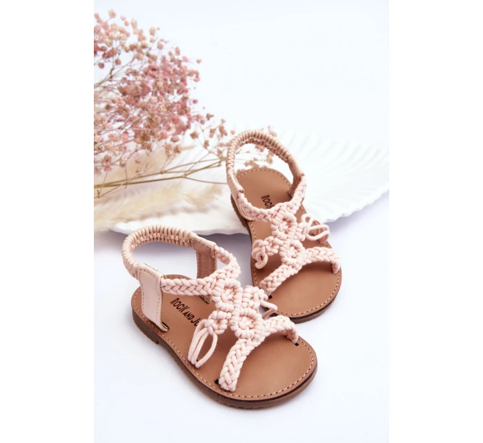 Dziecięce Plecione Wsuwane Sandały Różowe Tracy