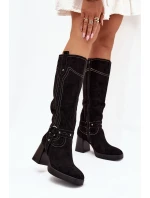 Zateplené Dámské Kozačky Na Podpatku S Černé model 21705148 - Boto