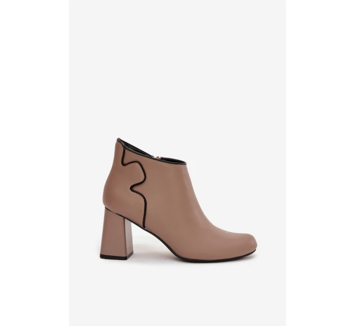 Skórzane Botki Ocieplane Na Słupku Beżowe Ivessara Skórzane Botki Ocieplane Na Słupku Beżowe Ivessara