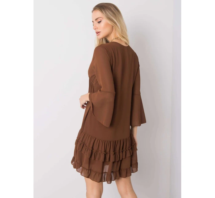 Sukienka DHJ SK model 20473535 brązowy - FPrice Sukienka DHJ SK model 20473535 brązowy - FPrice