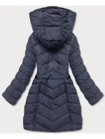 Tmavě modrá péřová dámská bunda pro přechodné období model 17729181 - LHD Tmavě modrá péřová dámská bunda pro přechodné období model 17729181 - LHD