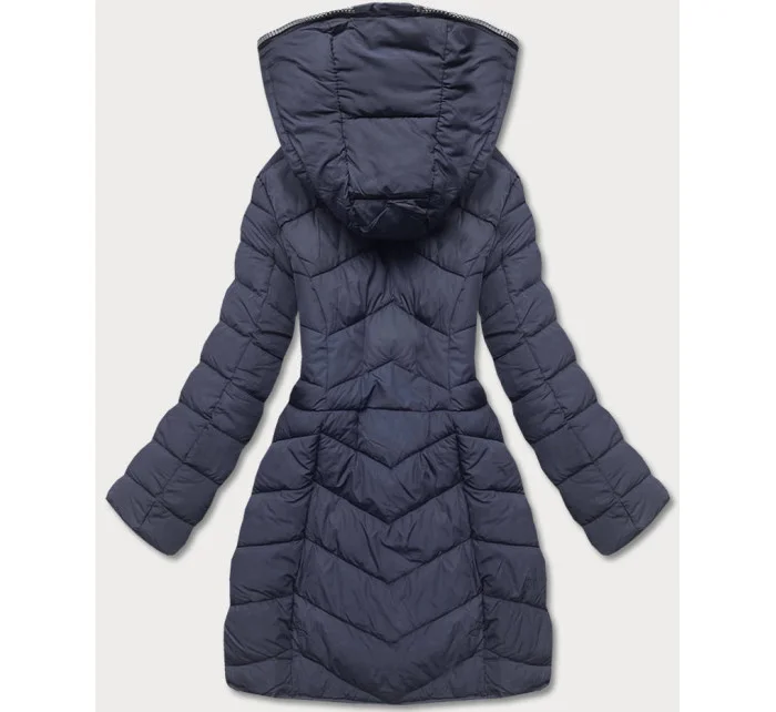 Tmavě modrá péřová dámská bunda pro přechodné období model 17729181 - LHD Tmavě modrá péřová dámská bunda pro přechodné období model 17729181 - LHD
