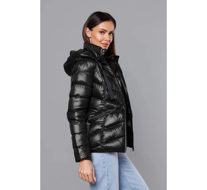 Čierna krátka dámska zimná bunda (23066-392)