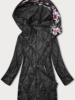 Černá dámská bunda s ozdobnou kapucí model 18844029 - S'WEST