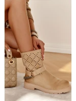 Ażurowe Wiosenne Botki Na Suwak Z Łańcuchem Beżowe Chantelle Ażurowe Wiosenne Botki Na Suwak Z Łańcuchem Beżowe Chantelle