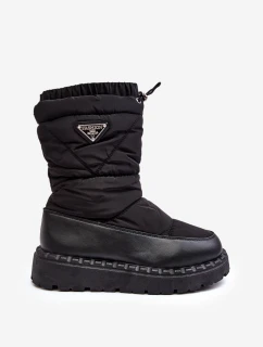 Śniegowce Damskie Na Grubej Podeszwie Czarne Lureta