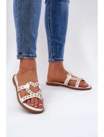 Zdobené Ploché Pantofle Dámské Bílé model 21685812 - Boto