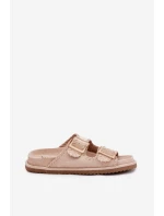 Klapki Damskie Z Klamrami I Ozdobnym Obszyciem Beżowe Visley Klapki Damskie Z Klamrami I Ozdobnym Obszyciem Beżowe Visley