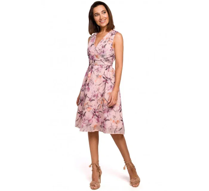 S225 Šifónové šaty s hlbokým výstrihom - model 2