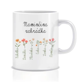 Personalizovaný klasický bílý keramický hrníček 300 ml - maminčina zahrádka Personalizovaný klasický bílý keramický hrníček 300 ml - maminčina zahrádka