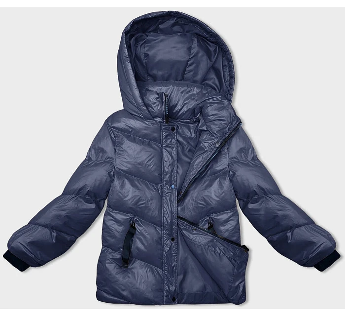 Dámska zimná páperová bunda tmavomodrá (23065-1)