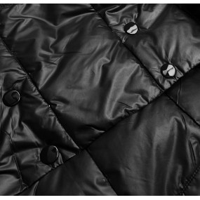 Obojstranná čierna dlhá bunda s kapucňou (P22-6638-1)
