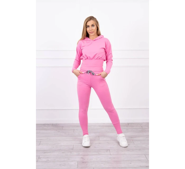 Komplet z szerokimi ściągaczami jasny różowy