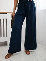 Mušelínové nohavice so širokými nohavicami námornícka modrá